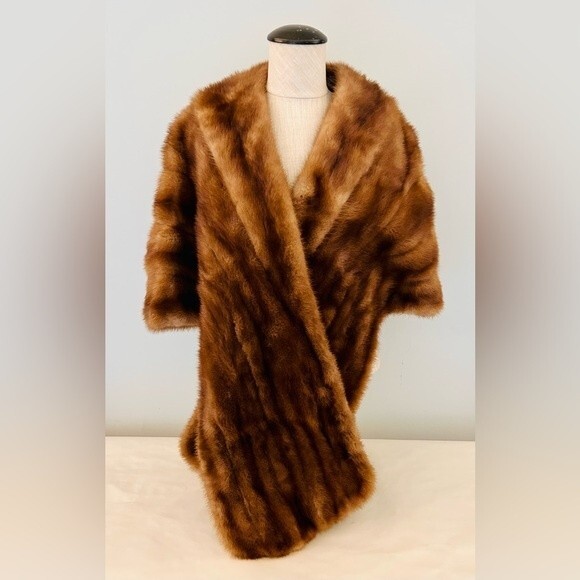 Vintage Mid-Century Best & Co. New York Mink Fur Shawl Stole Coat